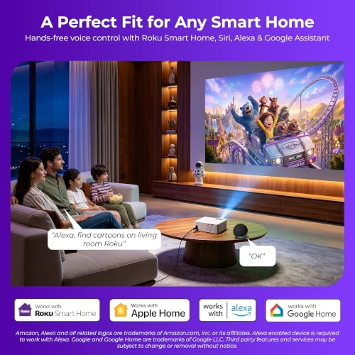 ELEPHAS Roku TV Smart Projector with Wi-Fi and Bluetooth
