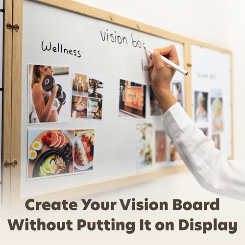 Dry Erase Board with Photo Frame Cover - Magnetic Whiteboard for Wall Hidden Behind Picture, Vision Board 15x24 for Home Office, Kitchen Family Planner with Markers Included
