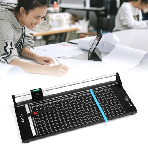 QWORK 24 Inch Manual Precision Rotary Paper Trimmer with Pre-Printed Grids, Self-Sharpening Design