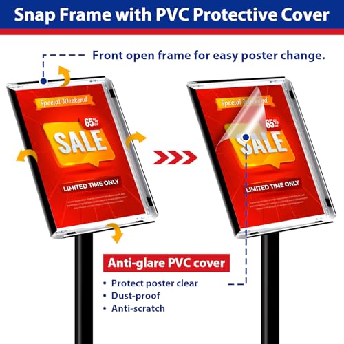 VAIIGO Sign Stand 11x17inch Pedestal Sign Holder Poster Stand 3Packs Adjustable Floor Standing Sign Holder with Heavy Duty Display Stand for Indoor Outdoor Business Store Sign Holders(Black)
