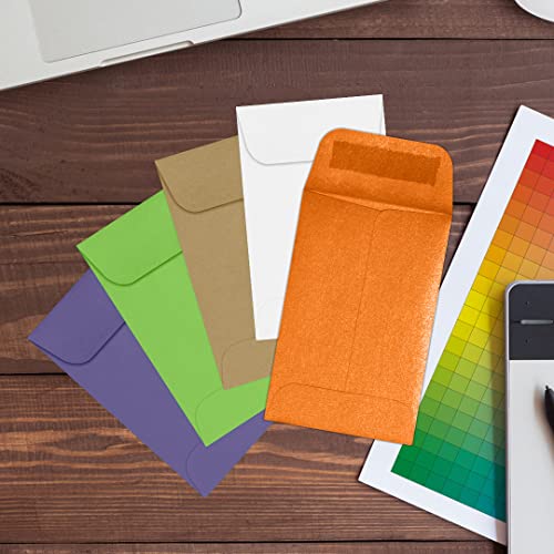 LUXPaper #1 Coin Envelopes in 80 lb. Flame Metallic, Envelopes for Coin Collections, Stamps, and More, w/Moistenable Glue, 1000 Pack, Envelope Size 2 1/4 x 3 1/2 (Orange)