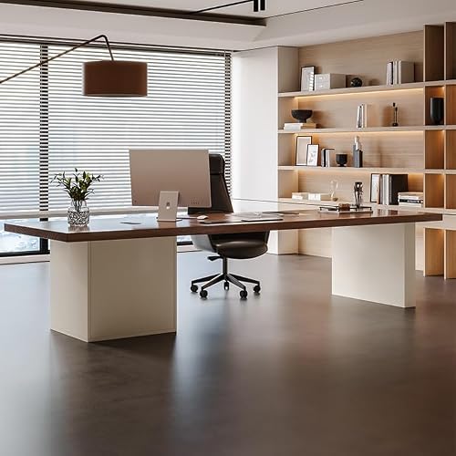 Home Office Desks Minimalist Solid Wood Small Boss Office Desk, Modern Young Manager's Office Single Desk, White Table Legs Furniture, Suitable For Work And Study Computer Table Desk(220x80x75cm)