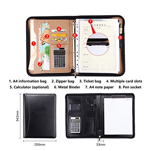 Business Portfolio A4 Padfolio Professional File Folder Multifunctional Binder Conference Notepad Zipper Document Planner Personal Organizer for Men Women ( Color : Orange , Size : No calculator )