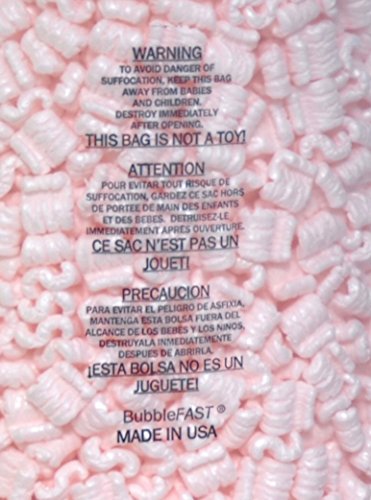 Bubblefast! Brand 21 cu. ft. (135 gallons) Pink Anti Static Packing Peanuts Popcorn (3.5 cu. ft x 6 Bags)