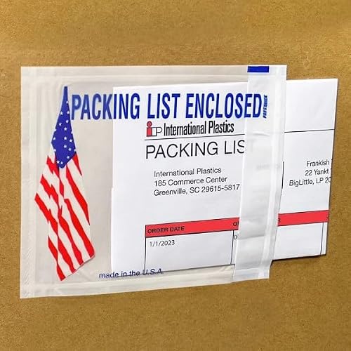 International Plastics PL-HP-USA1 4.5 x 5.5 in. USA Flag Packing List - Case of 1000