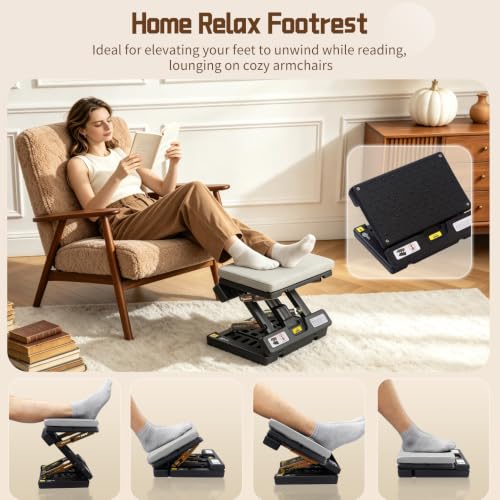 Foot Rest Under Desk at Work, Angle Adjustable, 1.18" Leather Thick pad