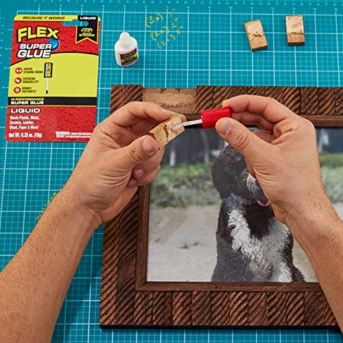 Flex Super Glue Liquid, 10 Gram Brush-On Bottle, 10-Pack, Clear, Instant Bond, Quick Dry, Cyanoacrylate Adhesive, Precision Brush for Wood, Metal, Plastic, Crafts, Ceramic, and Toy Repairs