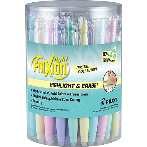 PILOT FriXion Light Pastel Erasable Highlighters, Assorted Colors, 36-Pack