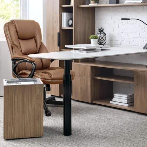 Furmax Office Executive Chair High Back Adjustable Managerial Home Desk Chair, Swivel Computer PU Leather Chair with Lumbar Support (1, Light Brown)
