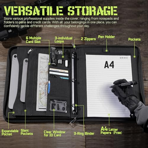 Livans Portfolio Padfolio Binder with Detachable 3-Ring Planner & A4 Paper