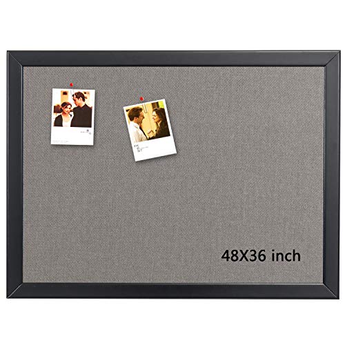 Gideal Large Bulletin Board 36 x 48 Inch, 100% Wood Framed Canvas Cork Board for Office with Grey Fabric, Wall Mounted Notice Board for Home School Office Decor