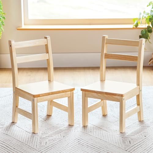 Guidecraft EdQ Hardwood Kids Chair Set of 2-Natural: Ladderback Wooden Chair for Children Ages 2-3 with 10" Seat Height | Kids Furniture for Playroom, Daycare, Preschool and Classroom Seating