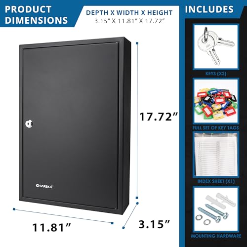 Barska Steel 64 Key Safe Cabinet with Combination/Key Lock Box (64 Key Position, Key Lock)