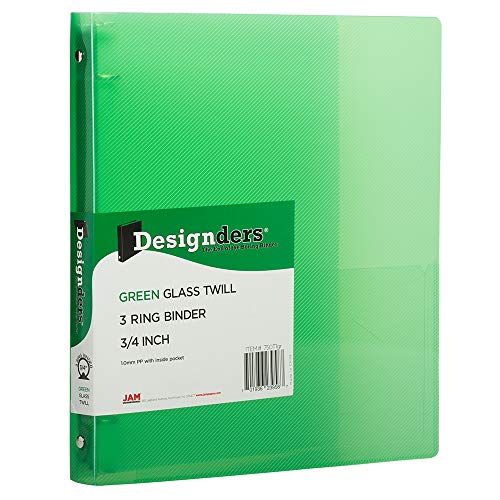 JAM PAPER Plastic 0.75 inch Binders - Green 3 Ring Binder - Bulk 36/Pack