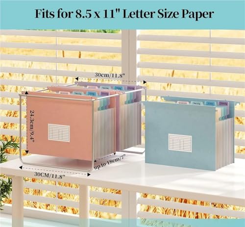 Expandable Hanging File Folders 7 Pocket Letter Size Multi-Color Tabs Eco-Friendly Wheat Straw