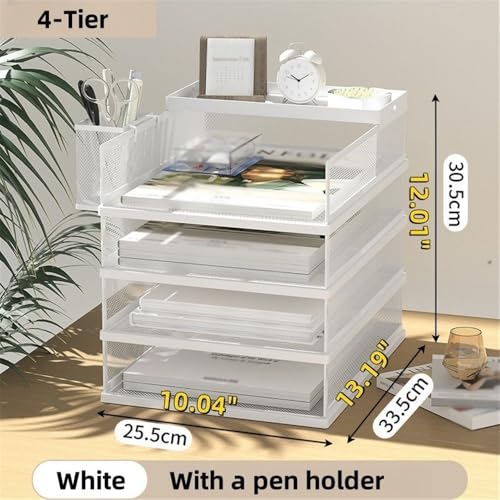 shuijingwu45 File Holder Metal Mesh Office A4 Paper Organizer Document File Letter Brochure Filling Tray Rack Shelf Carrier