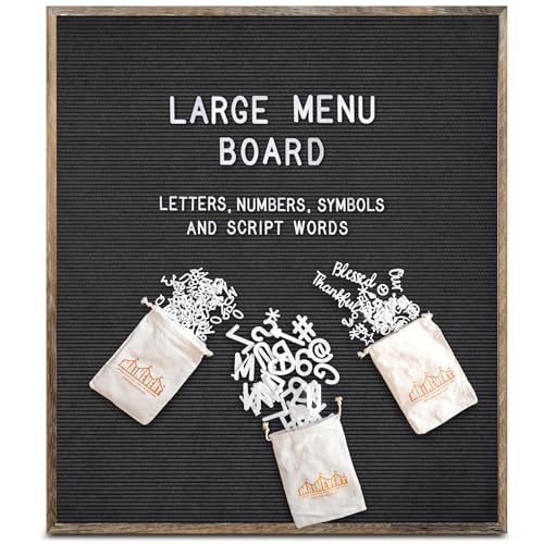 Black Felt Menu Letter Board Brown Frame 32x40 Inch, Large Menu Board