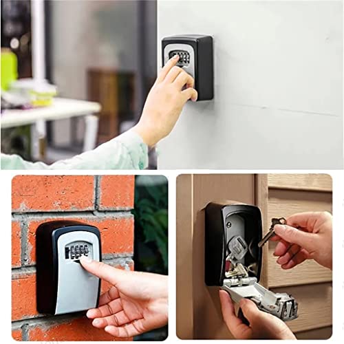 QWERAXZG Wall Mounted Key Lock Box Zinc Alloy Key Safe Box Combination Key Storage Security Lock Box Indoor Outdoor