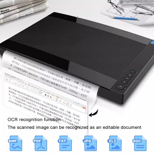 A3 Flatbed Scanner for Documents, 1200 DPI Photos & Books Scanner, with LED Light Source, Automatic Scan 12" X 16.8" in 8 Sec, for Libraries & Schools