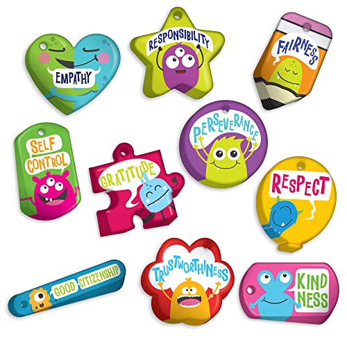 Brag Tags Build & Support Good Character Traits & Behavior in Kids & School Students Monthly Character Value Pack: 500 Brag Tags (50 for Each Design)