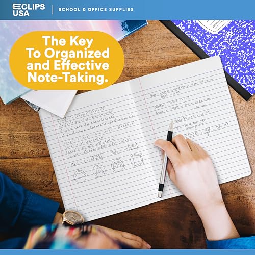 E-CLIPS USA Composition Notebook College Ruled Marble Composition Notebooks Bulk College Ruled Notebooks for Work 9.75" x 7.5" 100 sheets 200 Pages (48 Pack Assorted colors)