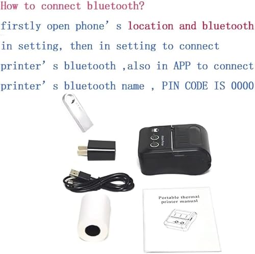 GZGYNADAST is NOT Compatible with iPhone iOS/IPAD/MAC,ONLY FIT Android/Windows,Bluetooth Thermal Receipt Printer 58mm,Wireless Portable mini Pocket Invoice Bill Ticket pos Printer for Small Business