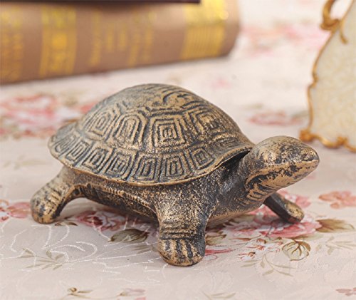Greek Art Garden Decoration Turtle Cast Iron Key Hider Stone Diversion Safe Key Outside Hider Hide-A-Key Holder Safely Hiding your Spare Keys for Outdoor Garden or Yard, Geocaching