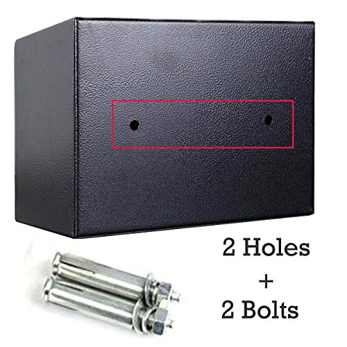 TBLOTYD Black 4.6L Security Safe Cash Box, with Double Digital Keypad Safety Key Lock, Wall and Floor Fixings