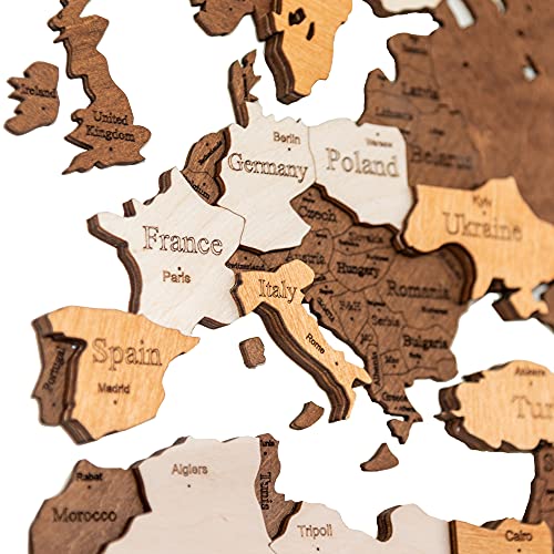 Woodvio 3D Wooden World Map, Decorative Wall Art for Home and Office Décor - size Medium (47" x 25")