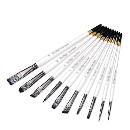 Nylon Hair White Art Paintbrush Sets 10 Combination Acrylic Brush Set