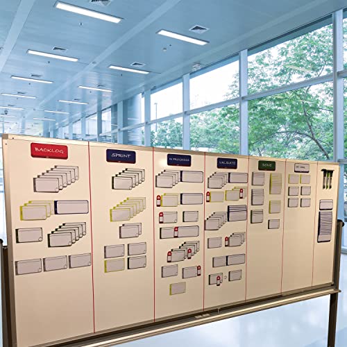 Agile Management Set Plus – 156-Piece Magnetic Scrum & Kanban Card Kit | Reusable Task, Detail & Blocker Cards | Premium Magnetic Agile System for Teams & Offices