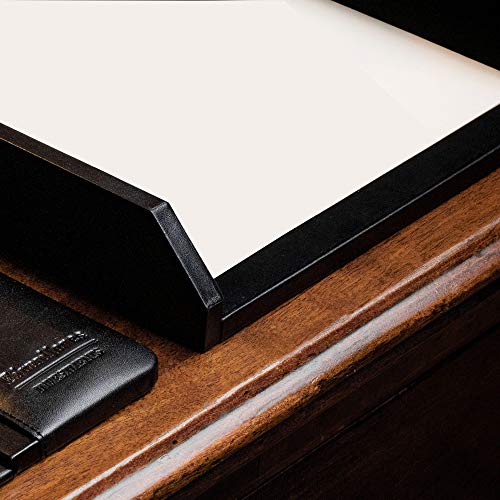 Dacasso Black Leather Front-Load Letter Tray, Under 5 Gallons