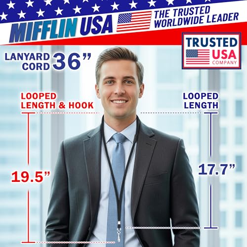 36" Flat Breakaway Safety Lanyards for ID Name Badges, Soft Woven Neck Line