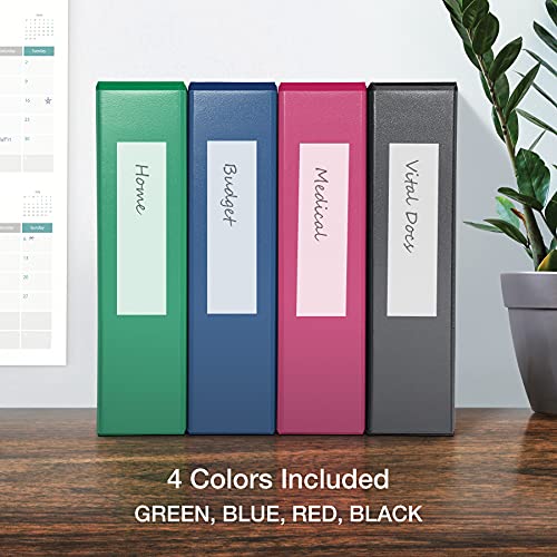 Oxford 3 Ring Binders, 2 Inch ONE-Touch Easy Open D Rings, 3-Sided View Binder Covers, Xtralife Hinge, Non-Stick, PVC-Free, Assorted Colors, 530-Sheet Capacity, 4 Pack (79912)