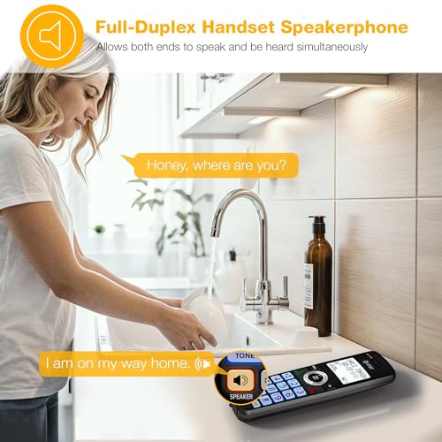 AT&T 4-Handsets Landline Home Phone with Call Blocker, Caller ID/Call Waiting, Full-Duplex Handset Speakerphone, Backlit Keypad & Display, Rechargeable Battery, ECO Mode, DECT 6.0: GL2101-41