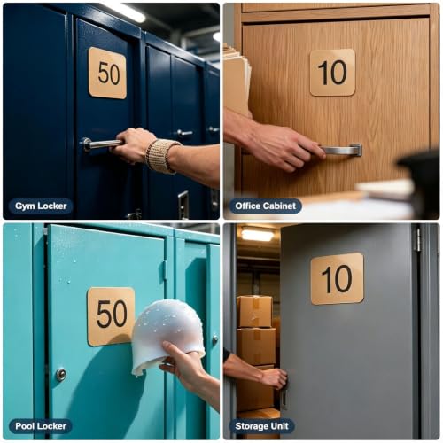 1-30 1-80 1-300 Self-Adhesive Backing Locker Numbered Plates Black
