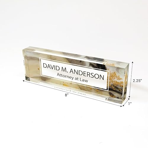Desk Name Plate | Custom Office Decor Nameplate Sign | Personalized Gift | Gold Marble | Women Decor | ARTSWAVE