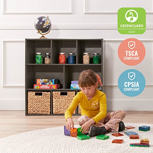 ECR4Kids Streamline 8-Compartment Storage Cabinet, 36in High, Grey Wash