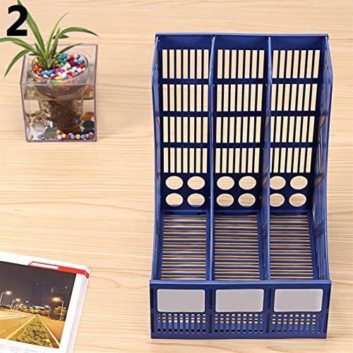 Yuidaaavzz File Sorters 3 Sections Desktop File Racks File Stand Plastic Holder Home Office Document Storage Box Desk Organizer (Color : Black) (Black)