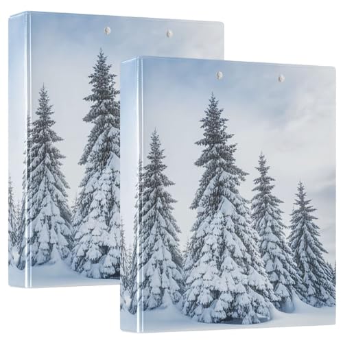 Xpdkjwd Snow Wild Quiet Woods 3 Ring Binder Can Hold 200 Letter Size Binders, Suitable for Home, Office, Dormitory, 2Pcs
