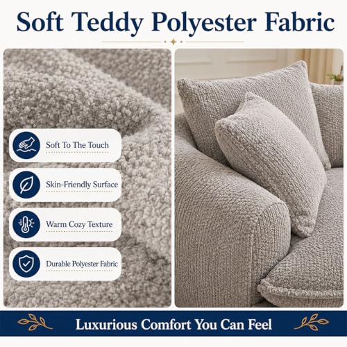 HOYOC Plush Ottoman Foot Rest, Upholstered Pouf Foot Stool with Soft Polyester Fabric, No Assembly Footrest Pedal for Couch, Sofa, Living Room, Bedroom & Office,Light Grey