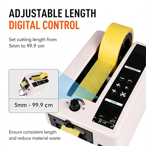 Automatic Tape Dispenser Digital Length Adjustable Auto Cut Tape Cutter, Cutting Range 5mm to 99.9cm, with Manual and Auto, for Factory Workshop, Assembly Line, Packaging Production Work