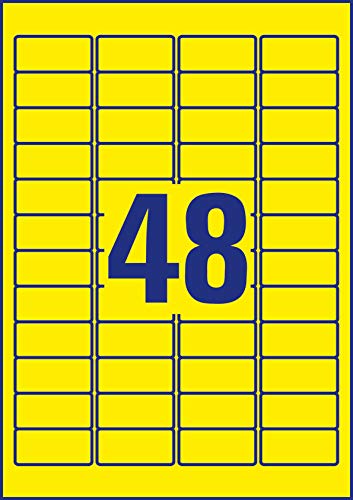 Avery L6041-20 Removable Mini Labels (45.7 x 21.2 mm Labels, 48 per A4 Sheet, 20 Sheets) for All Printers - Yellow