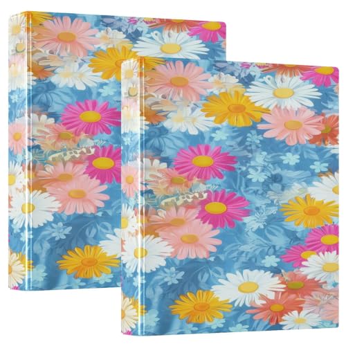 Xpdkjwd Quiet Beautiful Chrysanthemum 3 Ring Binder Can Hold 200 Letter Size Binders, Suitable for Home, Office, Dormitory, 2Pcs