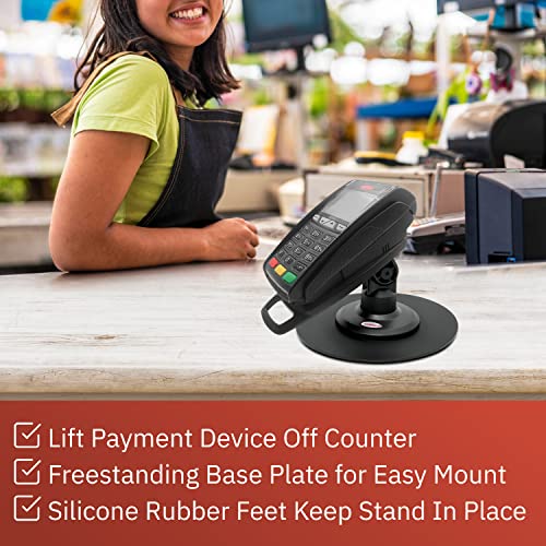 Discount Credit Card Supply Ingenico ICT 220/ICT 250 3" Latch and Key Lock Compact Pole Mount Terminal Stand with Round Freestanding Mobility Base Plate