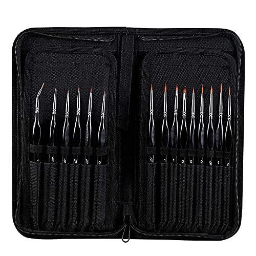 UOHLCX HBJWOV 15Pcs Detail Paint Brush Set Miniature Painting Brushes Kit Professional Mini Paint Brushes Set with Carrying Case