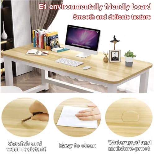 Versatile Home Office Desk 120*60Cm Computer&Gaming Table With Easy Assembly Rounded Corners Silent Foot Pads Teak Finish Perfect Workbench For Remote Work&Study,White-80*40cm/31.5*15.7in