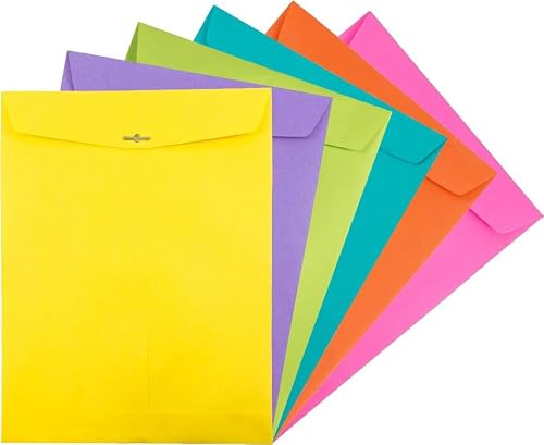 JAM PAPER 10 x 13 Open End Catalog Colored Envelopes with Clasp Closure - Spring Assortment - 150/Pack