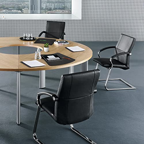 Dacasso Black Leather 17" x 14" Round Table Conference Pad (P1024)
