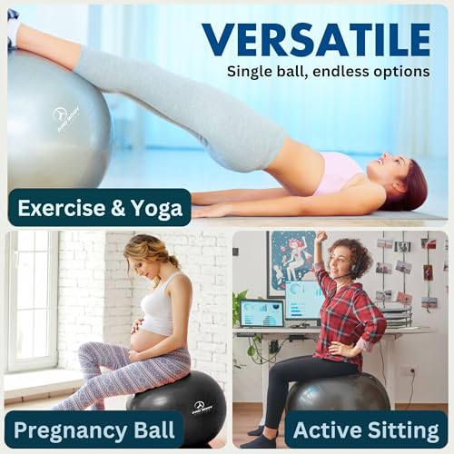 ProBody Pilates Yoga Ball Chair for Office, with Base (Aqua, 65 cm)